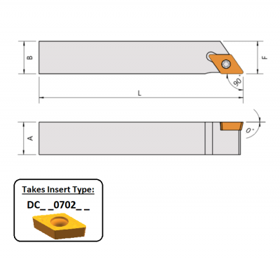 SDACL 1010 K07 (90Deg) Toolholder for Screw on Inserts